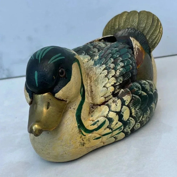 Malevolti Handmade Wood Brass Signed Italy Duck Multicolor Size 6.5"x4" - Picture 9 of 12